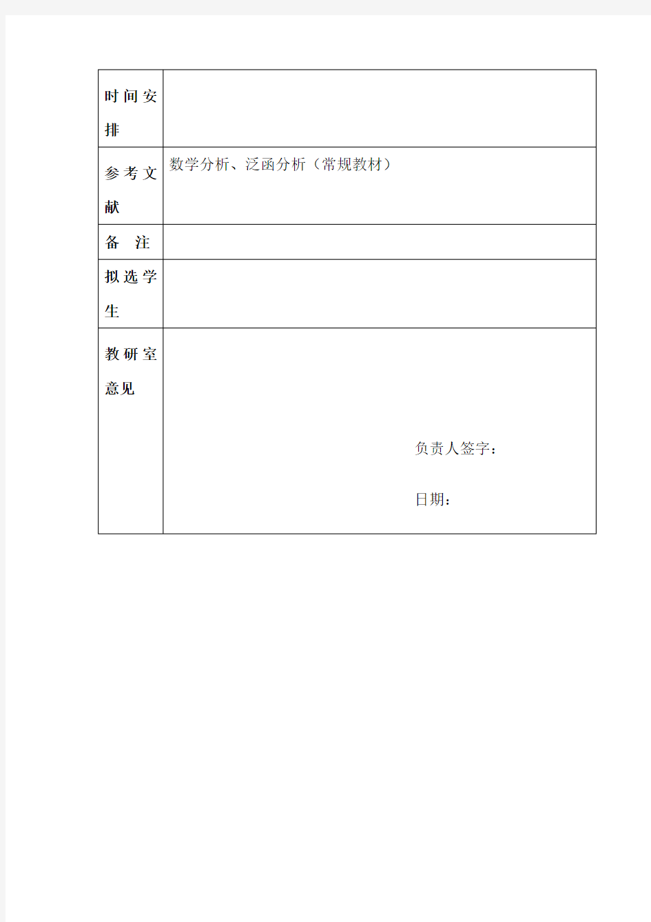 数学系2010届本科毕业论文选题表