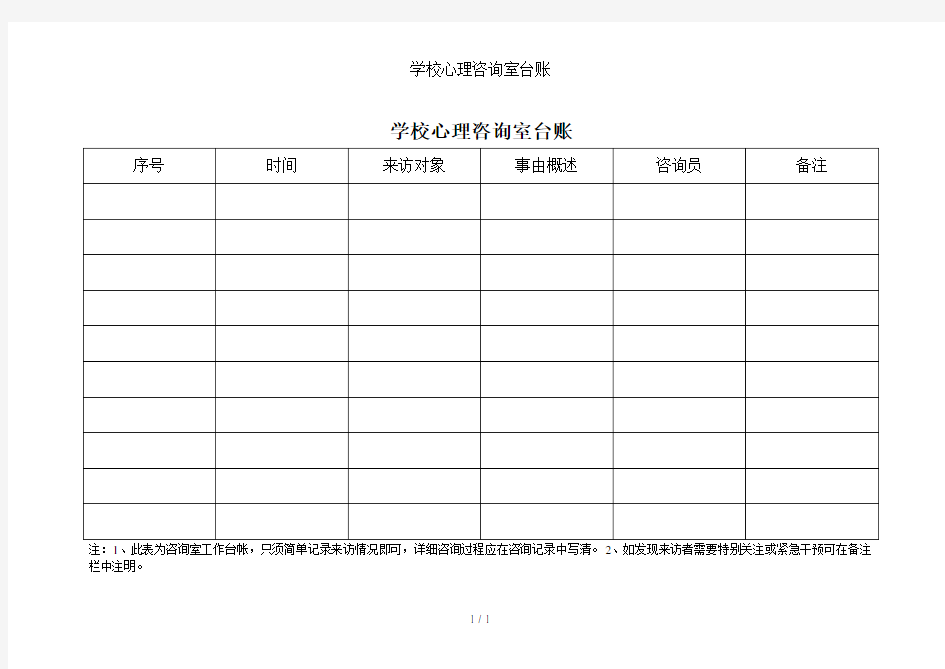 学校心理咨询室台账