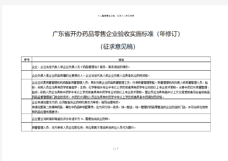 广东省开办药品零售企业验收实施标准(年修订)