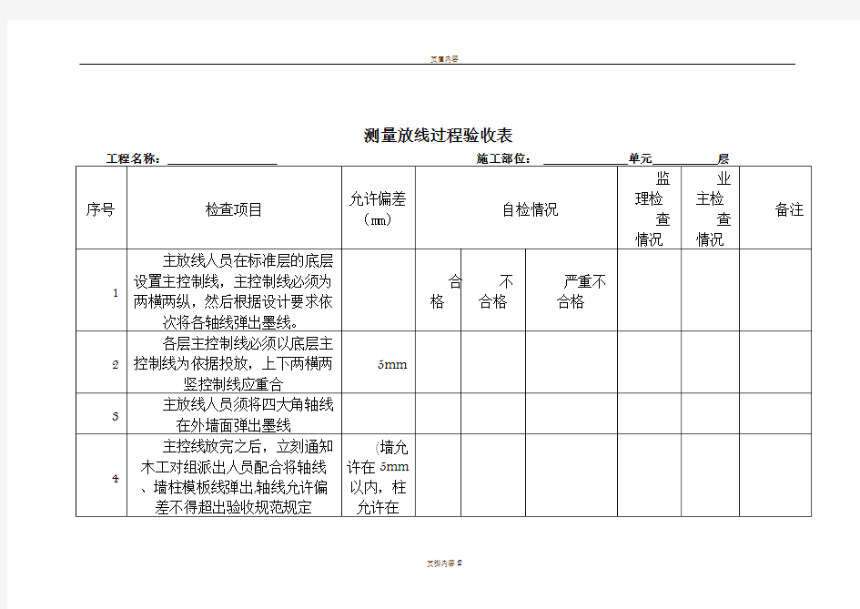 测量放线验收表