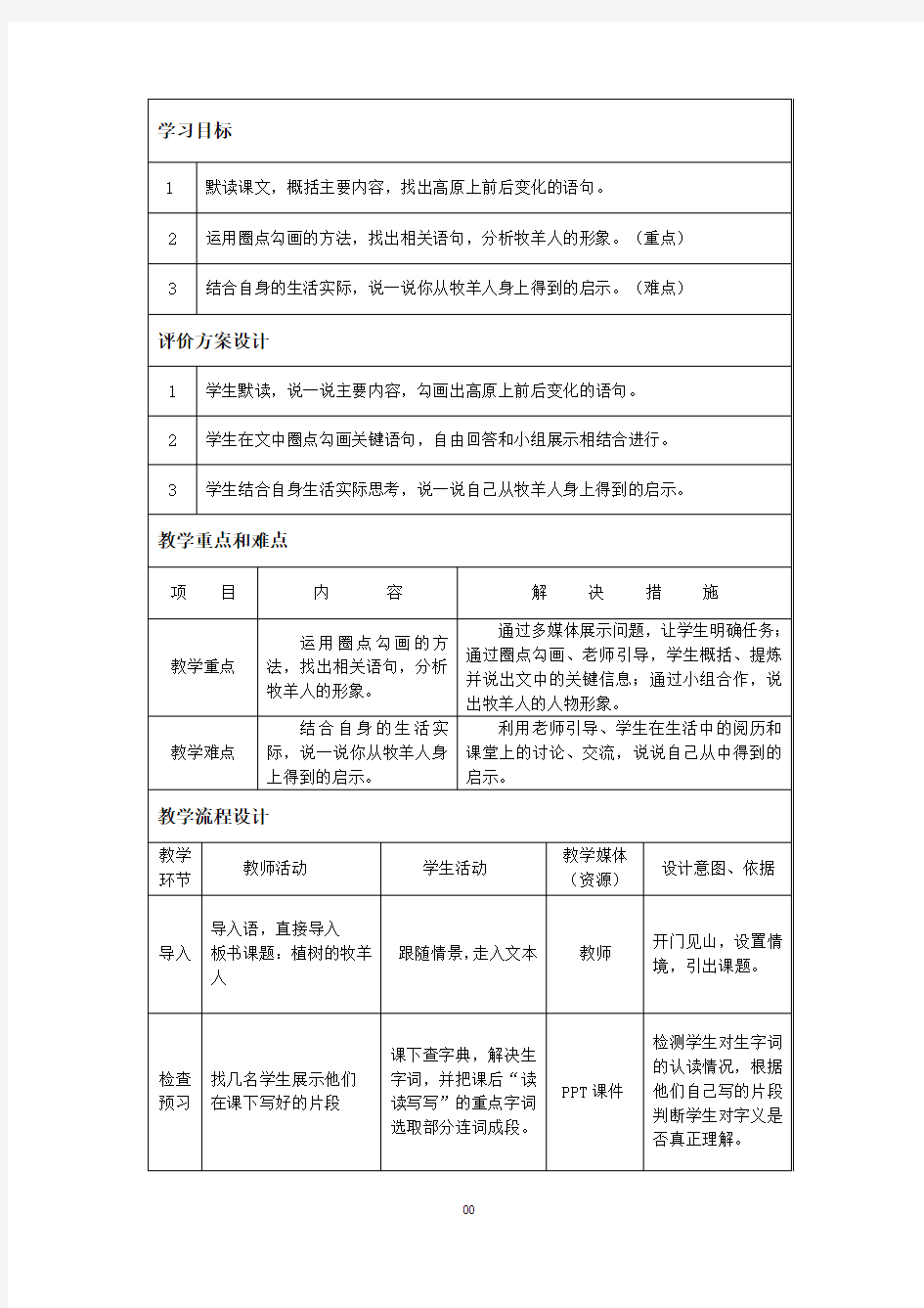 部编版《植树的牧羊人》优秀教案