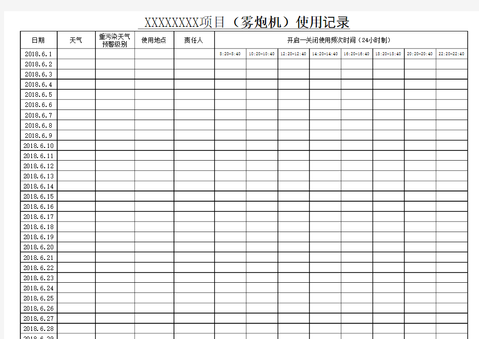 雾炮机使用记录表