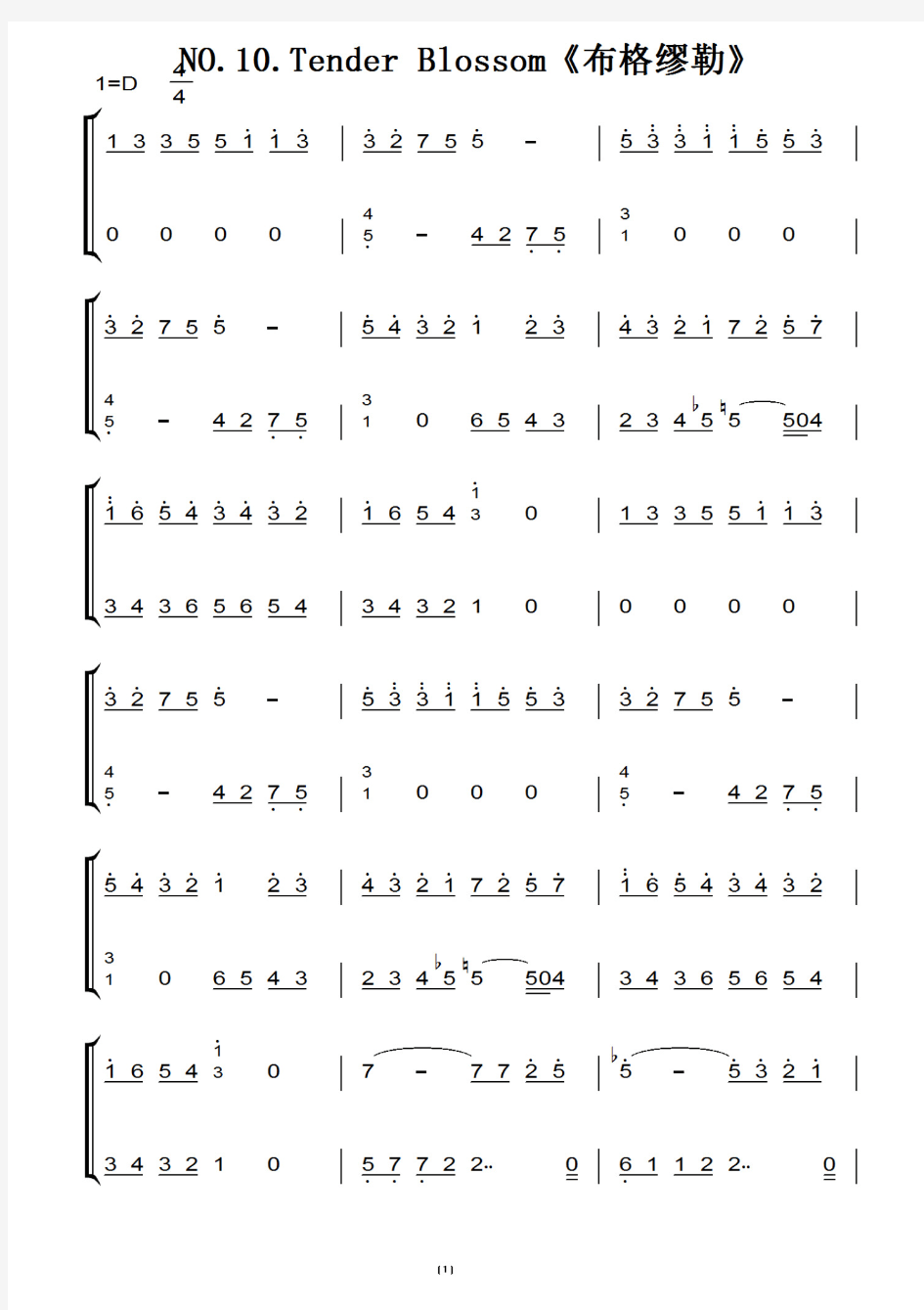 NO.10.Tender Blossom《布格缪勒》(原版)钢琴双手简谱 钢琴谱 钢琴简谱