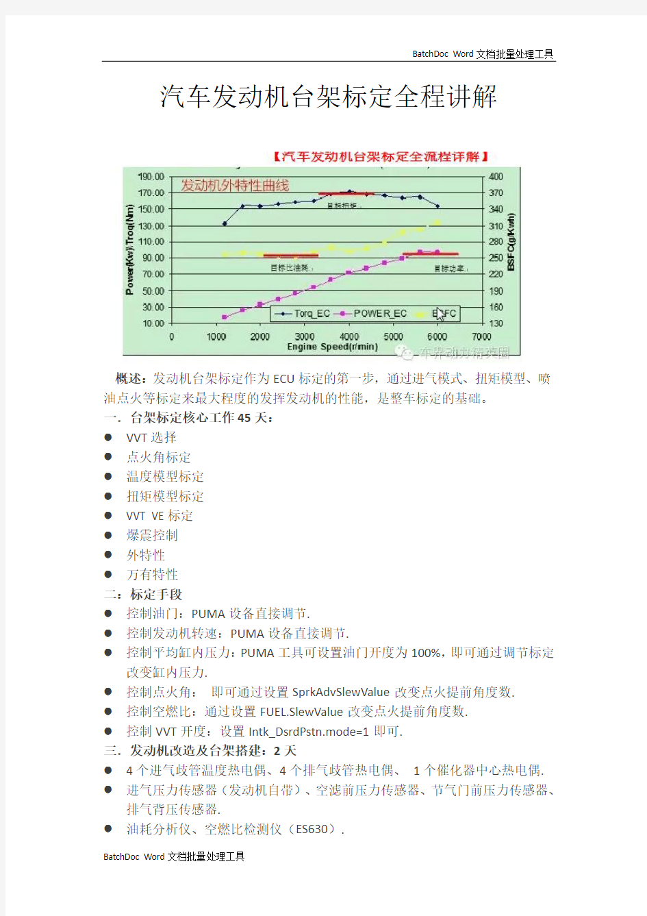 汽车发动机台架标定全程讲解