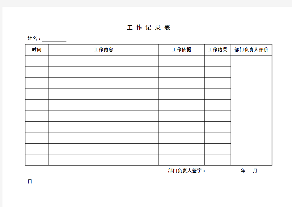 工作记录表【模板】
