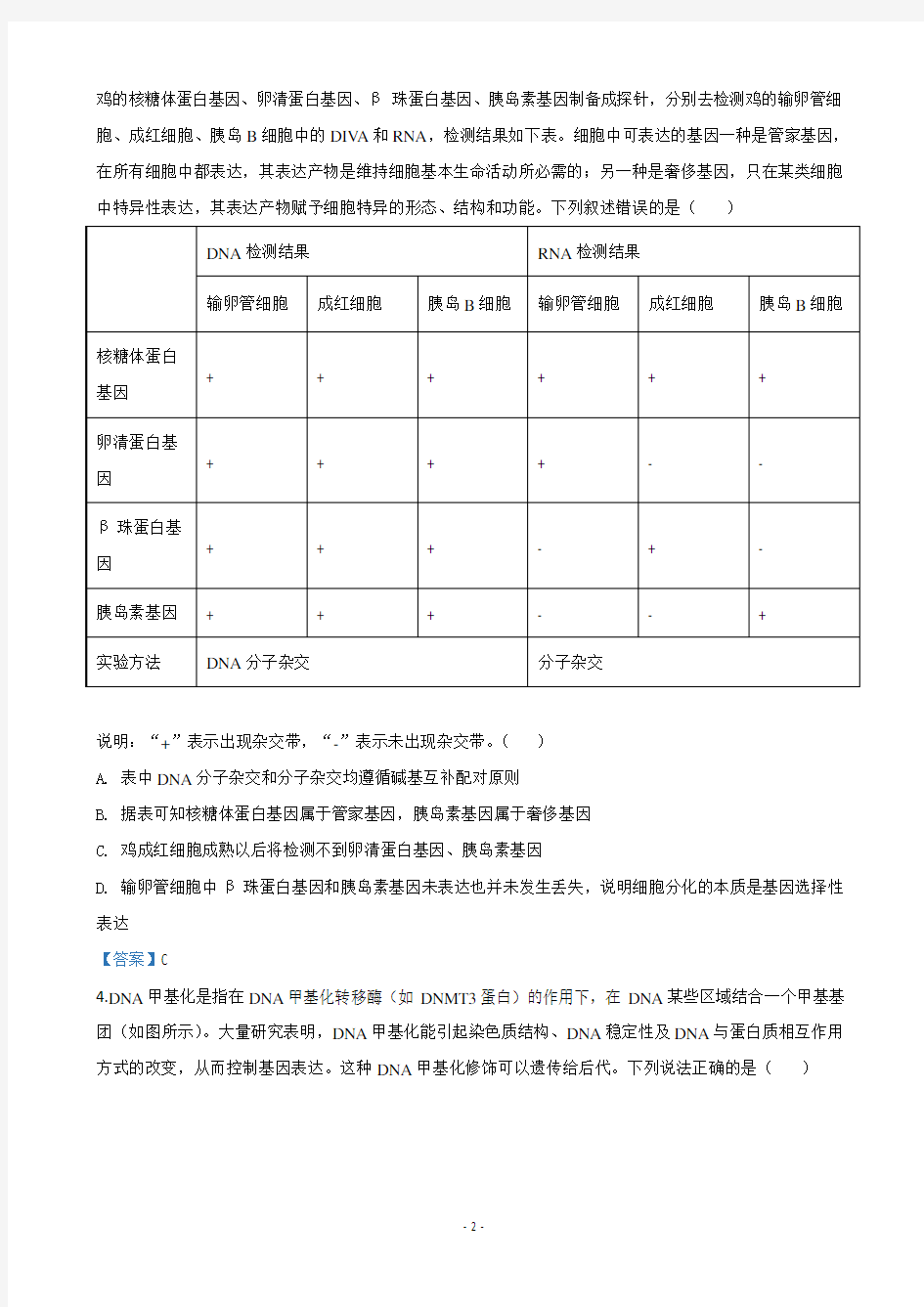 2020届山东省济南市高三针对性训练(三模)生物试题