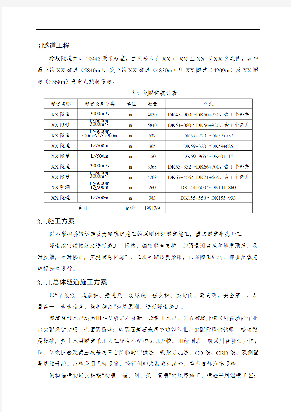 长大黄土隧道工程施工方案