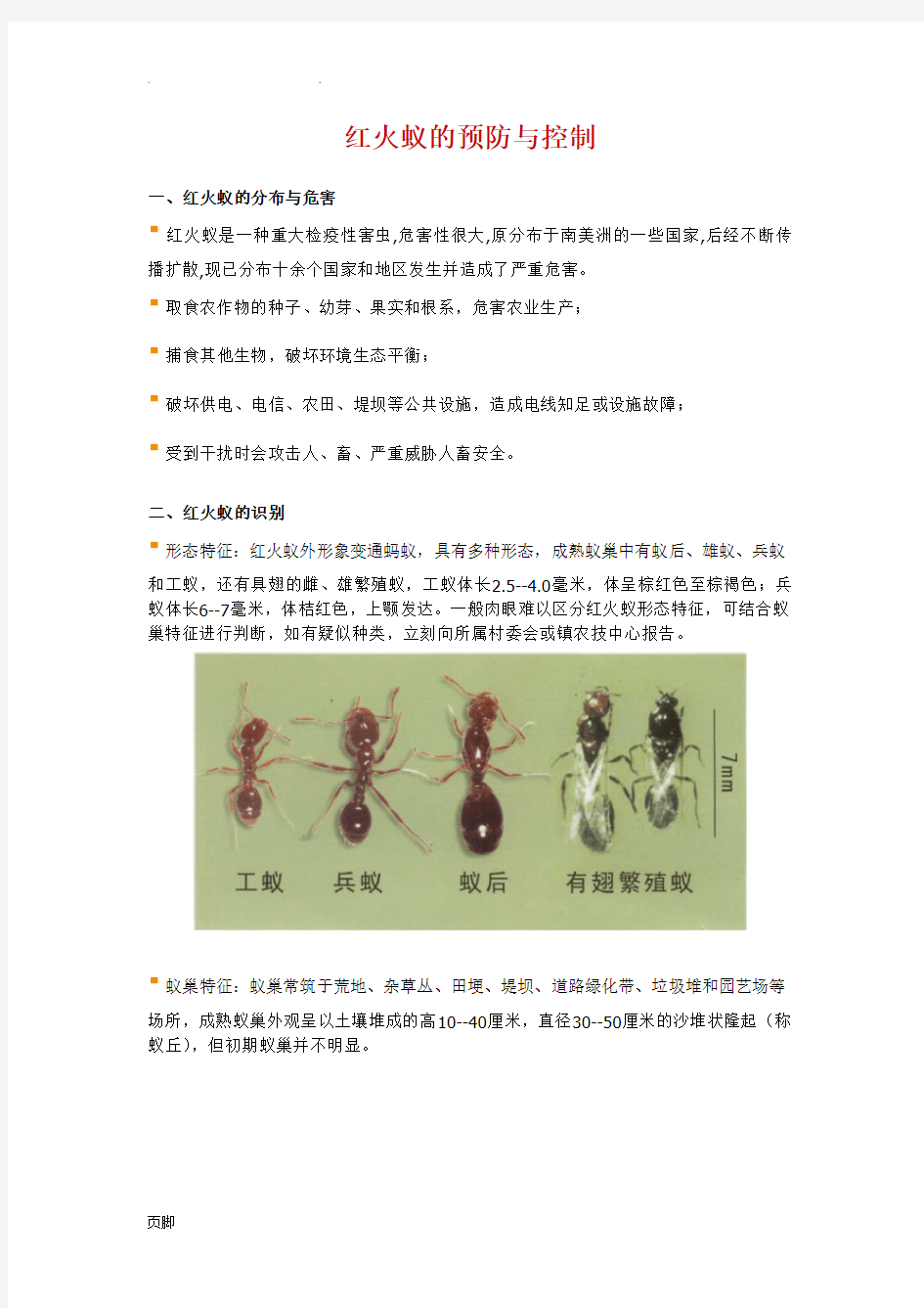 红火蚁的预防与控制