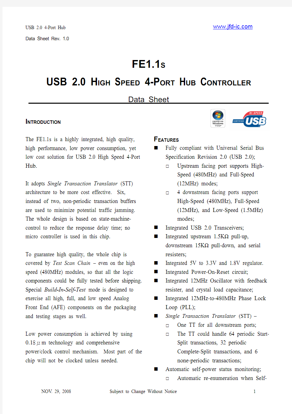 FE1.1s Data Sheet (Rev. 1.0)