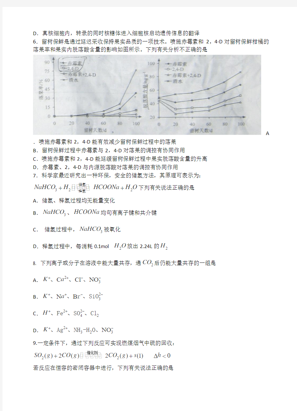 2012安徽高考卷理综试卷与答案