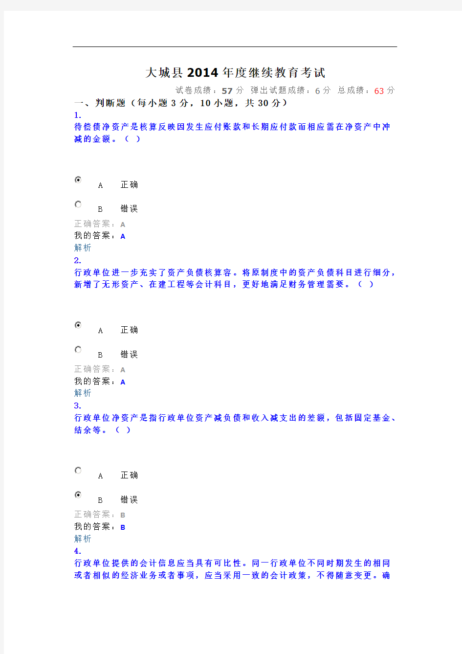 华夏会计网继续教育试题(卷)