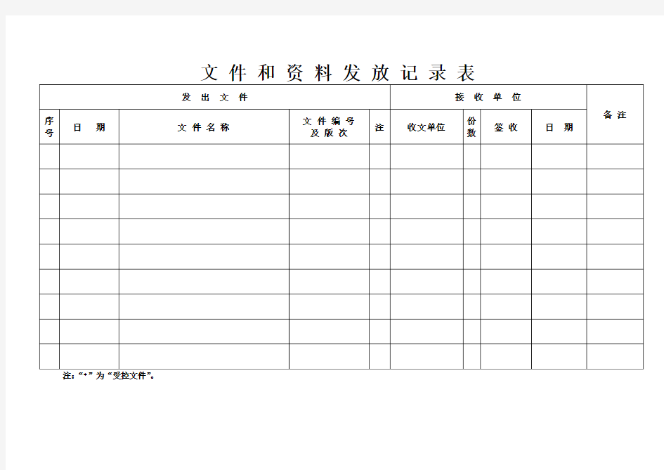文件和资料发放记录表