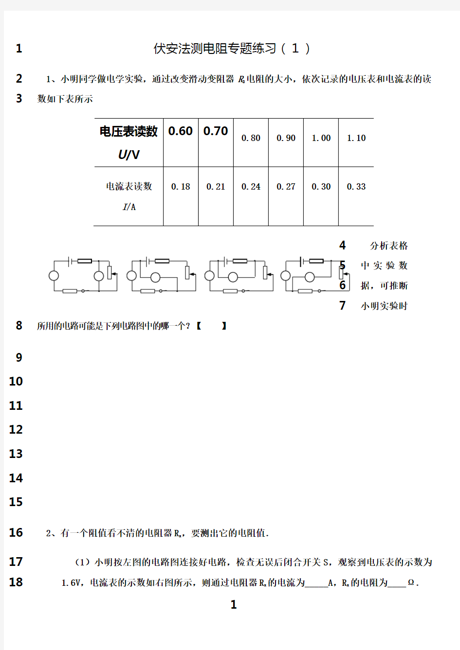 最新伏安法测电阻专题