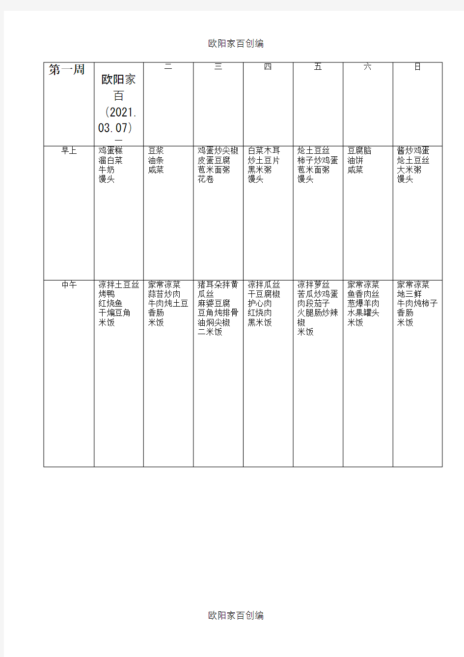 部队菜谱1之欧阳家百创编