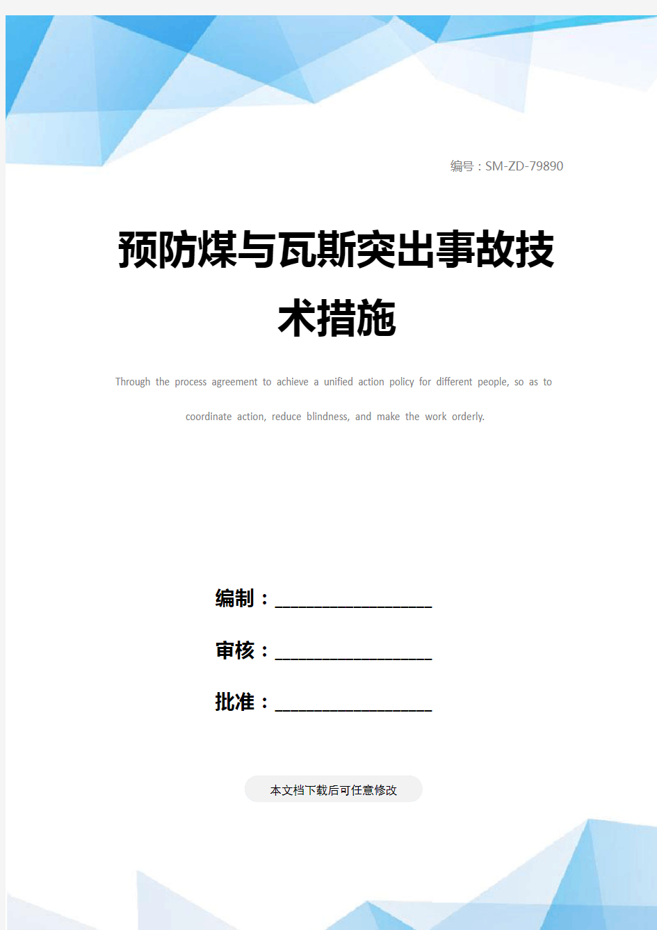 预防煤与瓦斯突出事故技术措施