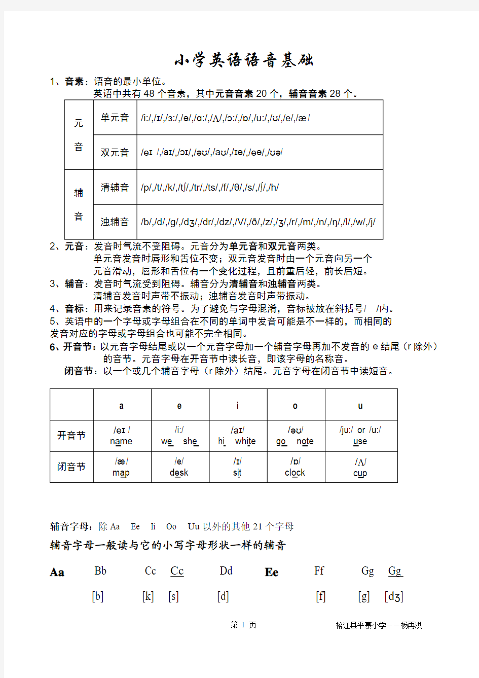 阶段一1毕业班复习英语语音基础