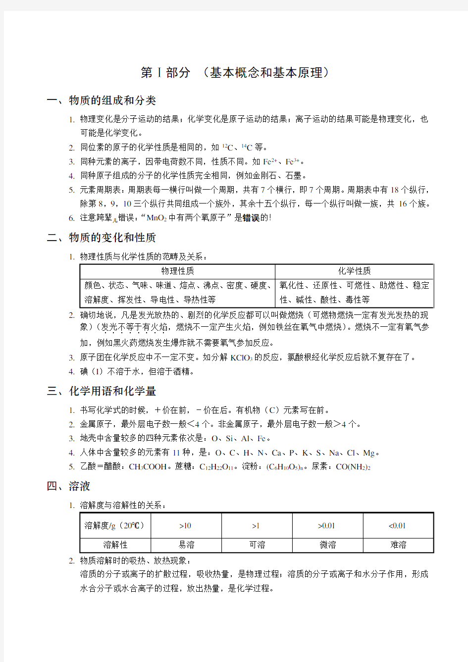 (完整版)人教版初中化学总复习资料汇总,推荐文档