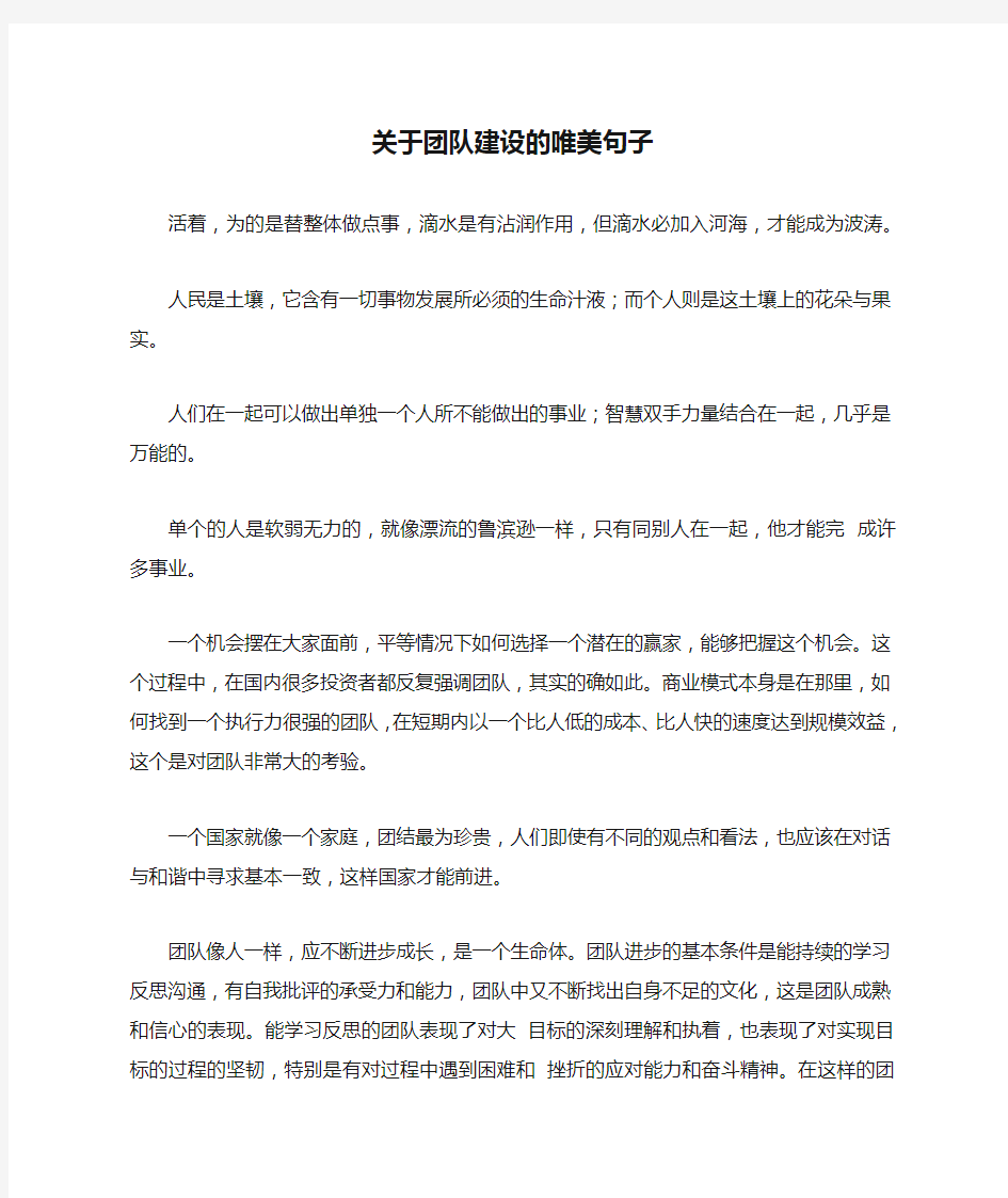 关于团队建设的唯美句子_1