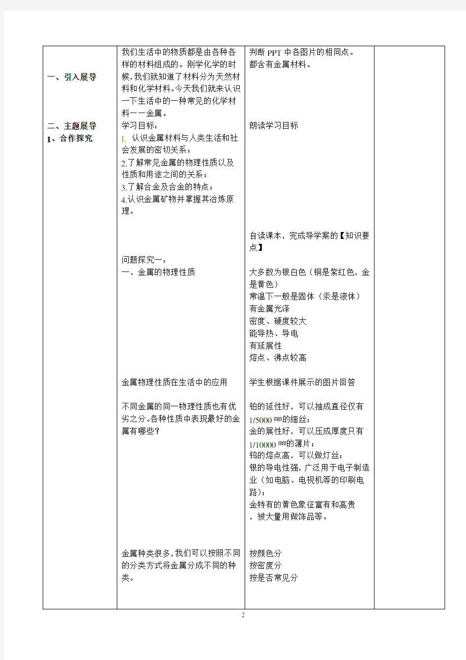 《常见的金属材料》市级优课教学设计