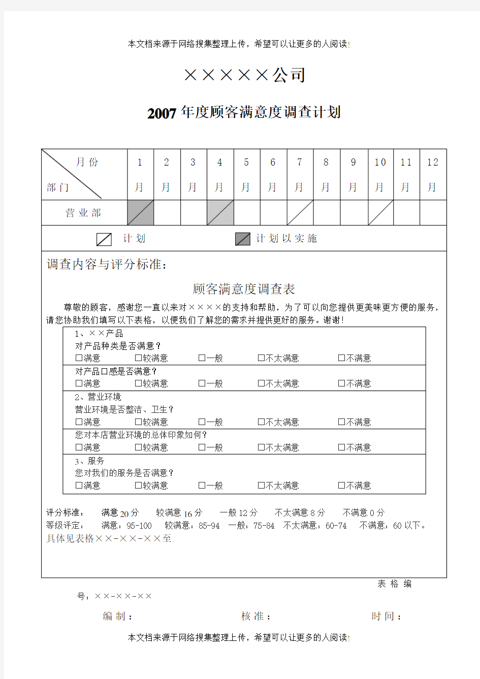 年度顾客满意度调查计划