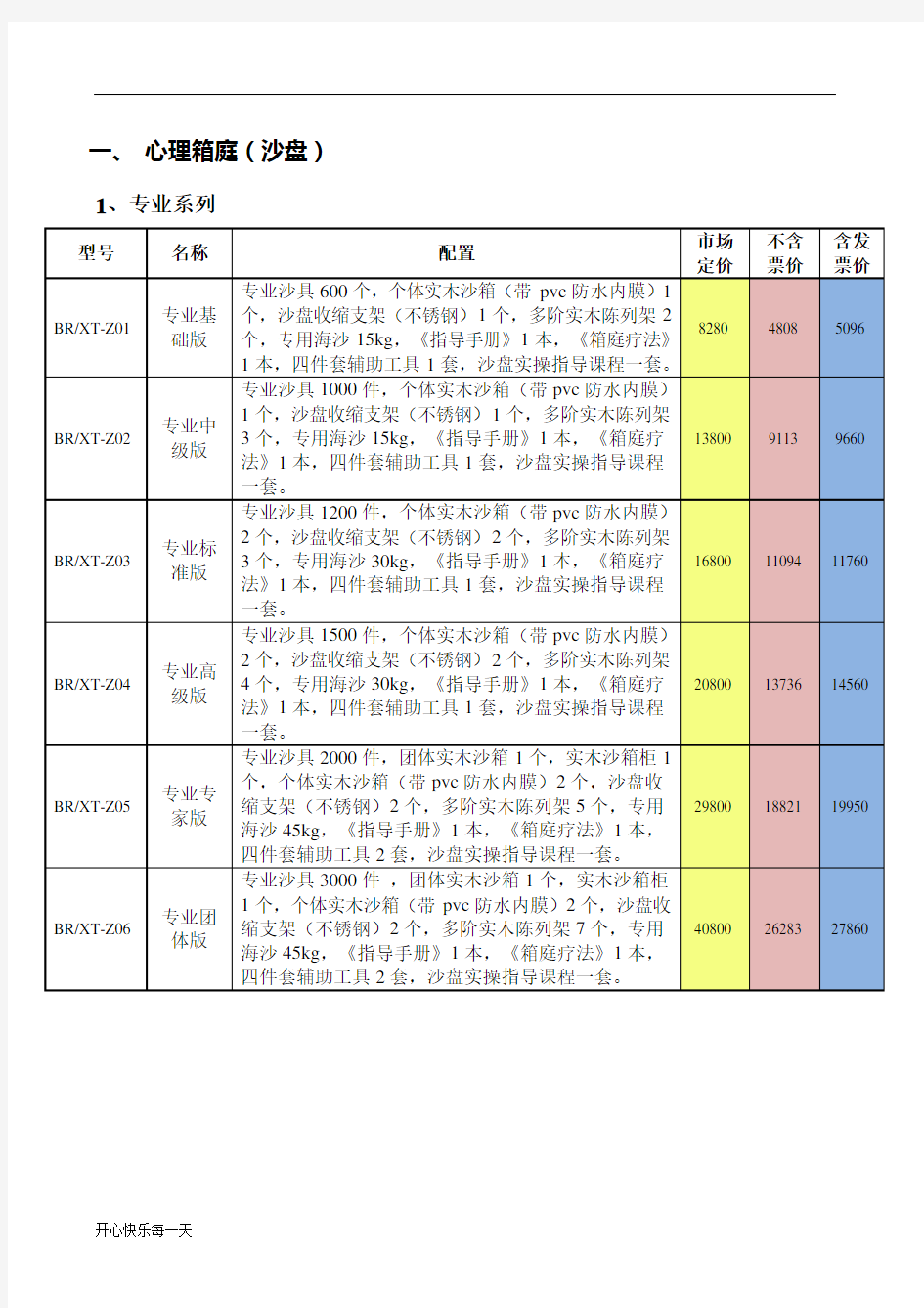 2018年专业心理咨询室配备价目表