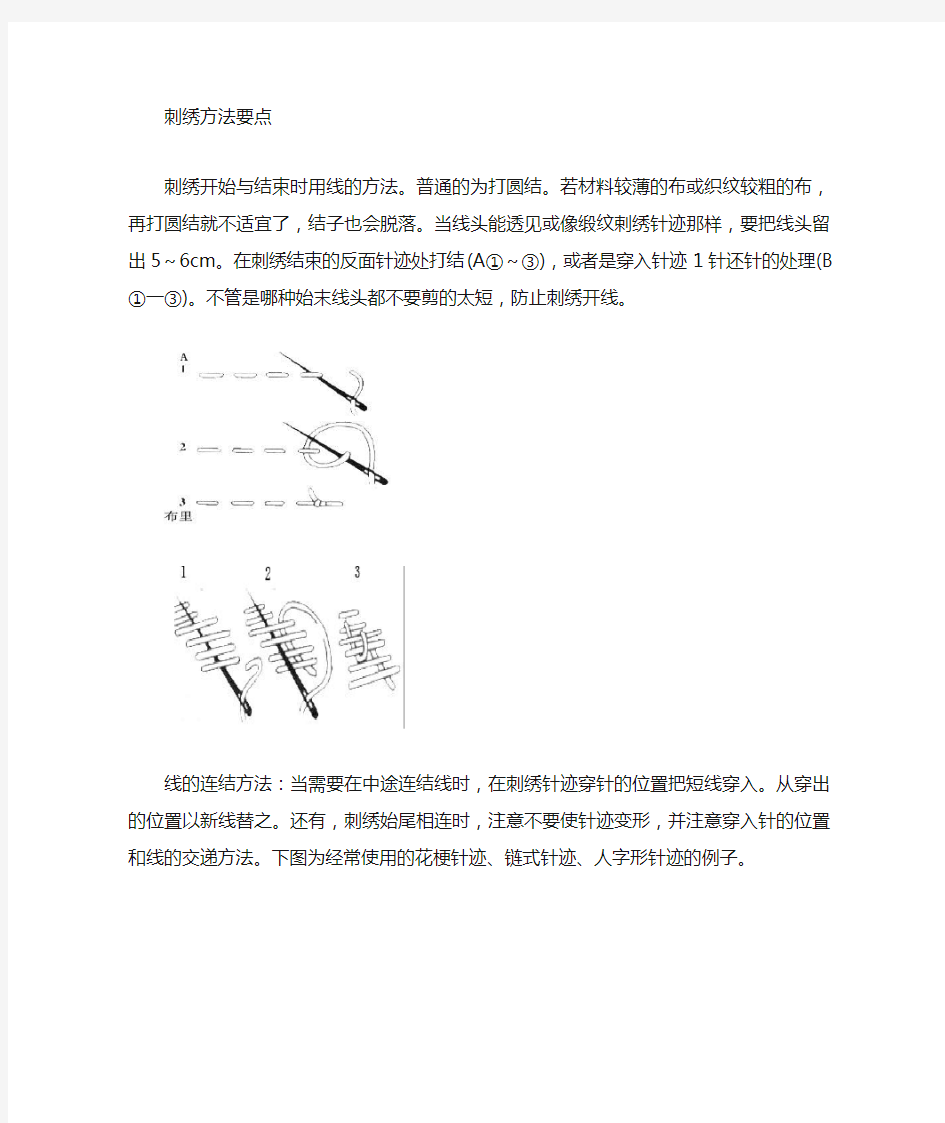 服装手缝针刺绣针法