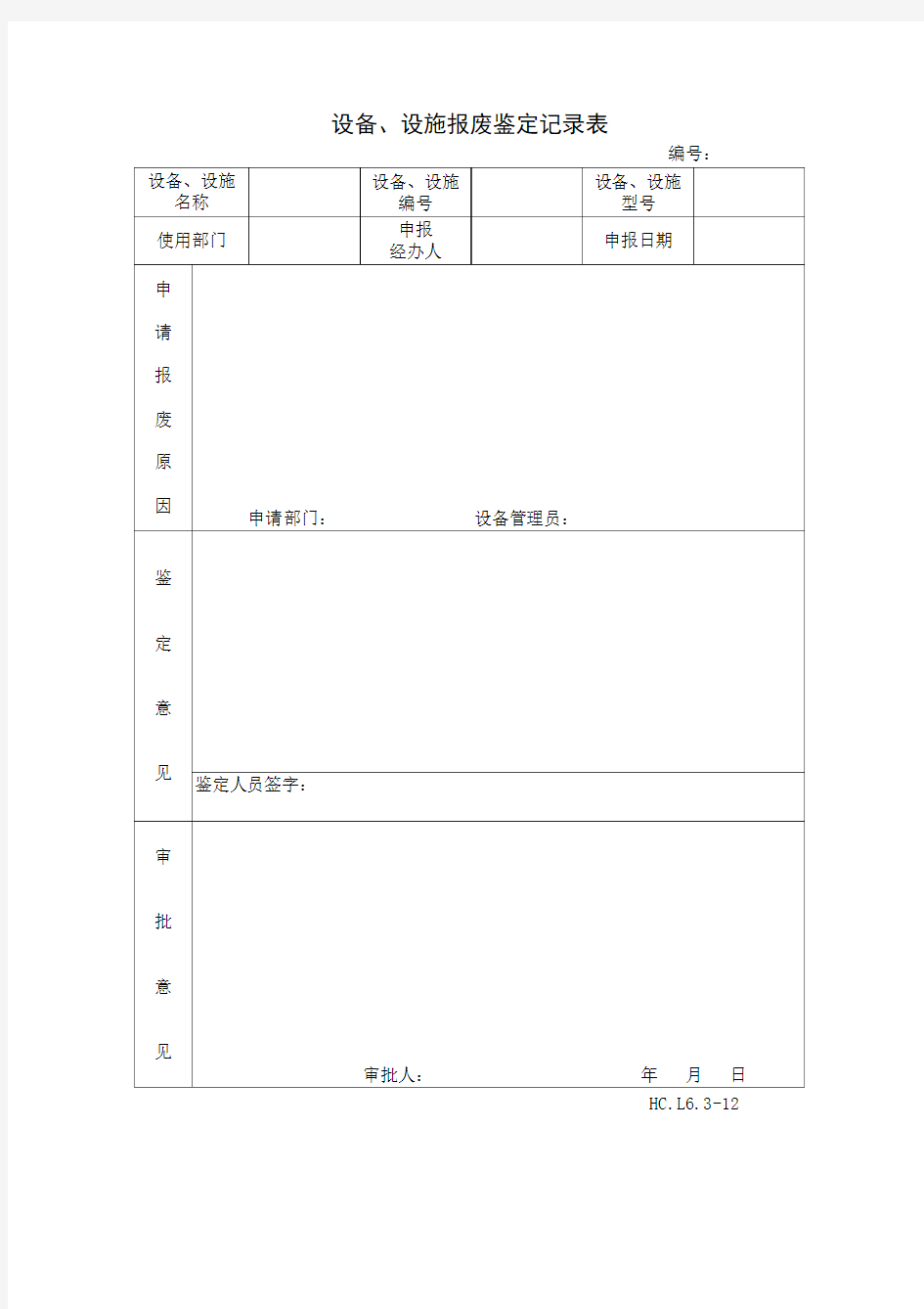 设备设施报废鉴定记录表