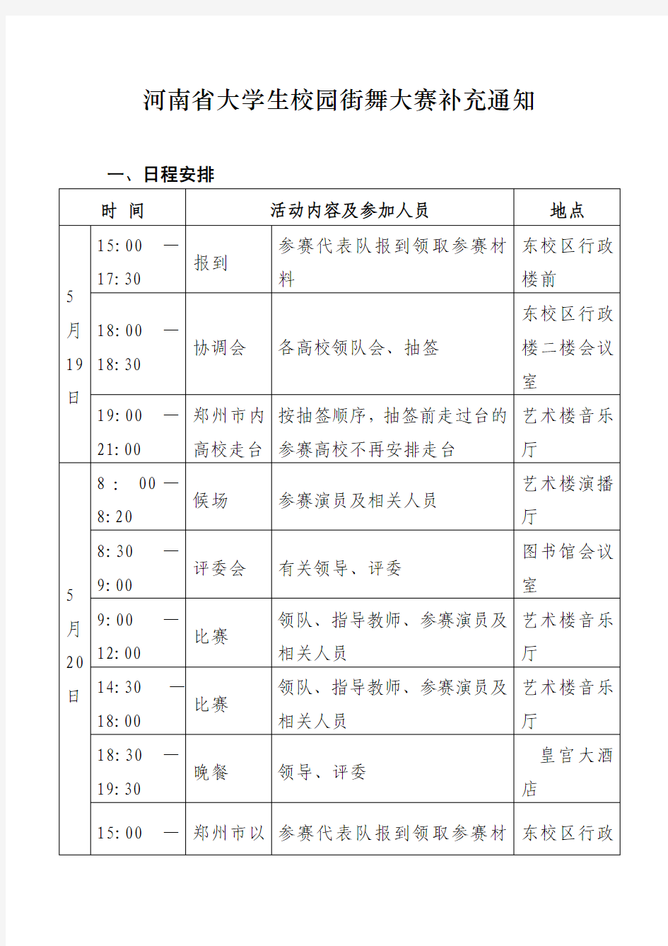 河南省大学生校园街舞大赛补充通知