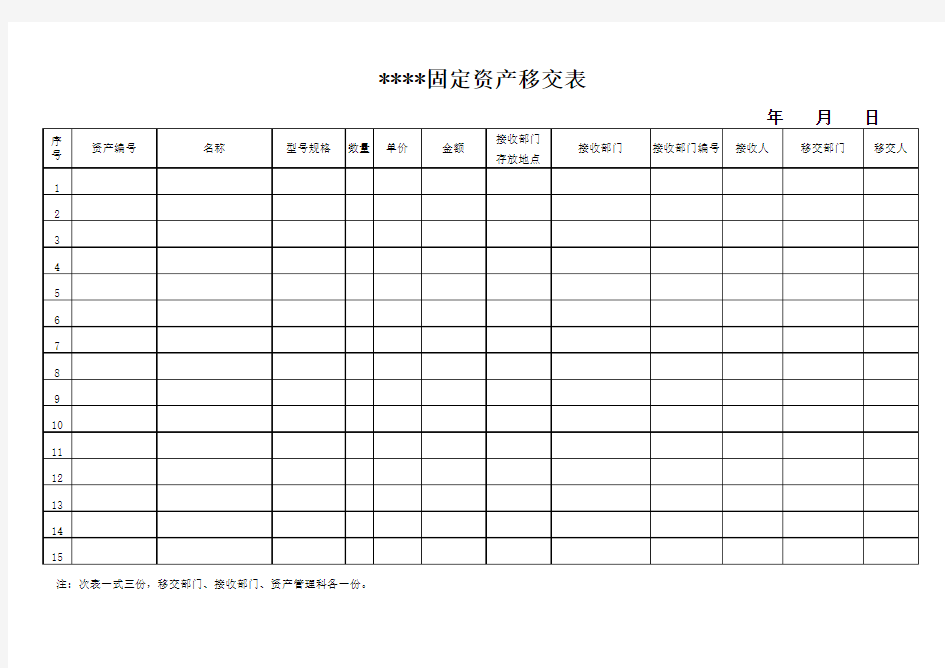 固定资产移交表