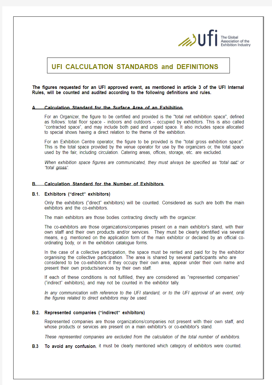 UFI统计标准和定义 ufi_calculation_standards_definitions