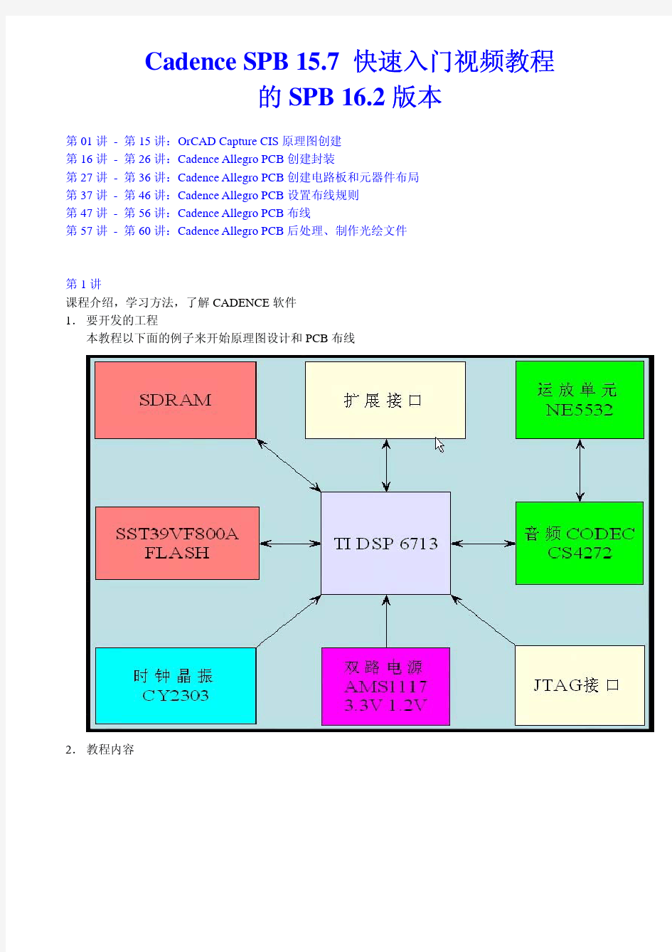 Cadence快速入门视频教程的SPB_16.2版本一