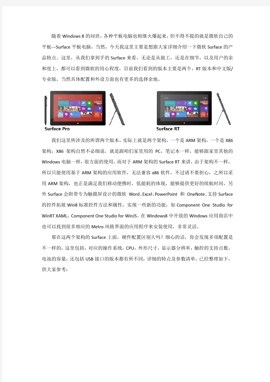 微软 Surface 产品特点详解