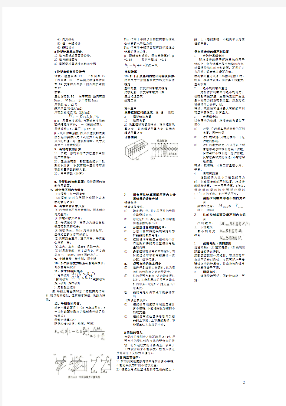 混凝土结构设计中册考试重点(中国建筑工业出版社)