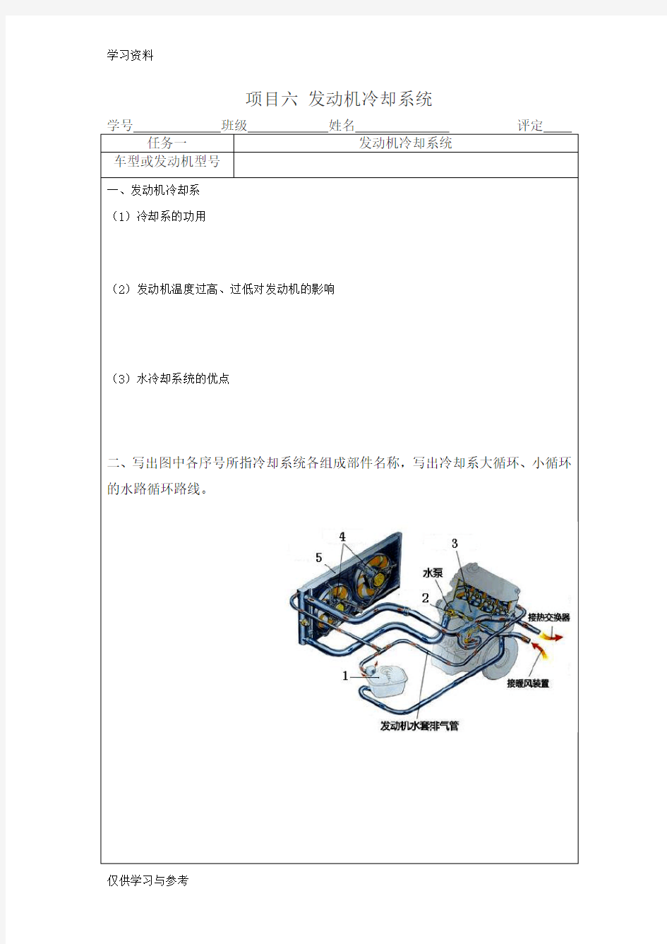 19-18-2wyz项目6、7  发动机冷却系和润滑系  (汽车机械系统)复习课程