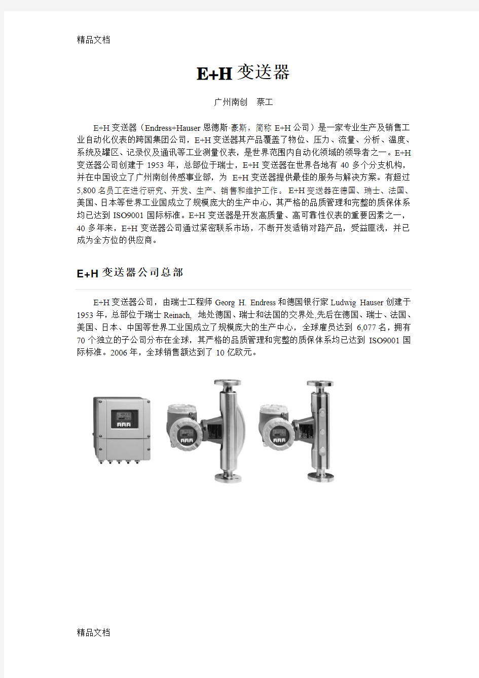 (整理)E+H变送器.