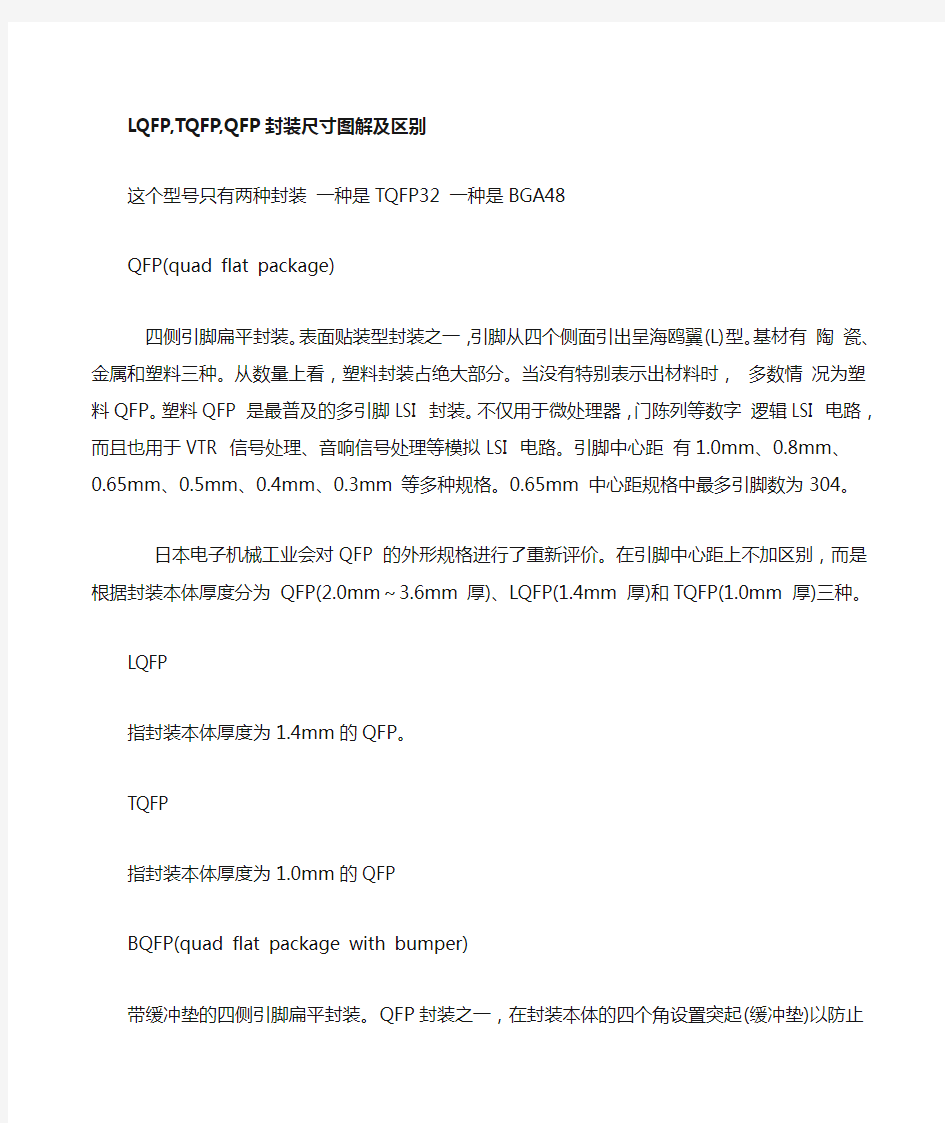 LQFPTQFPQFP封装尺寸图解及区别