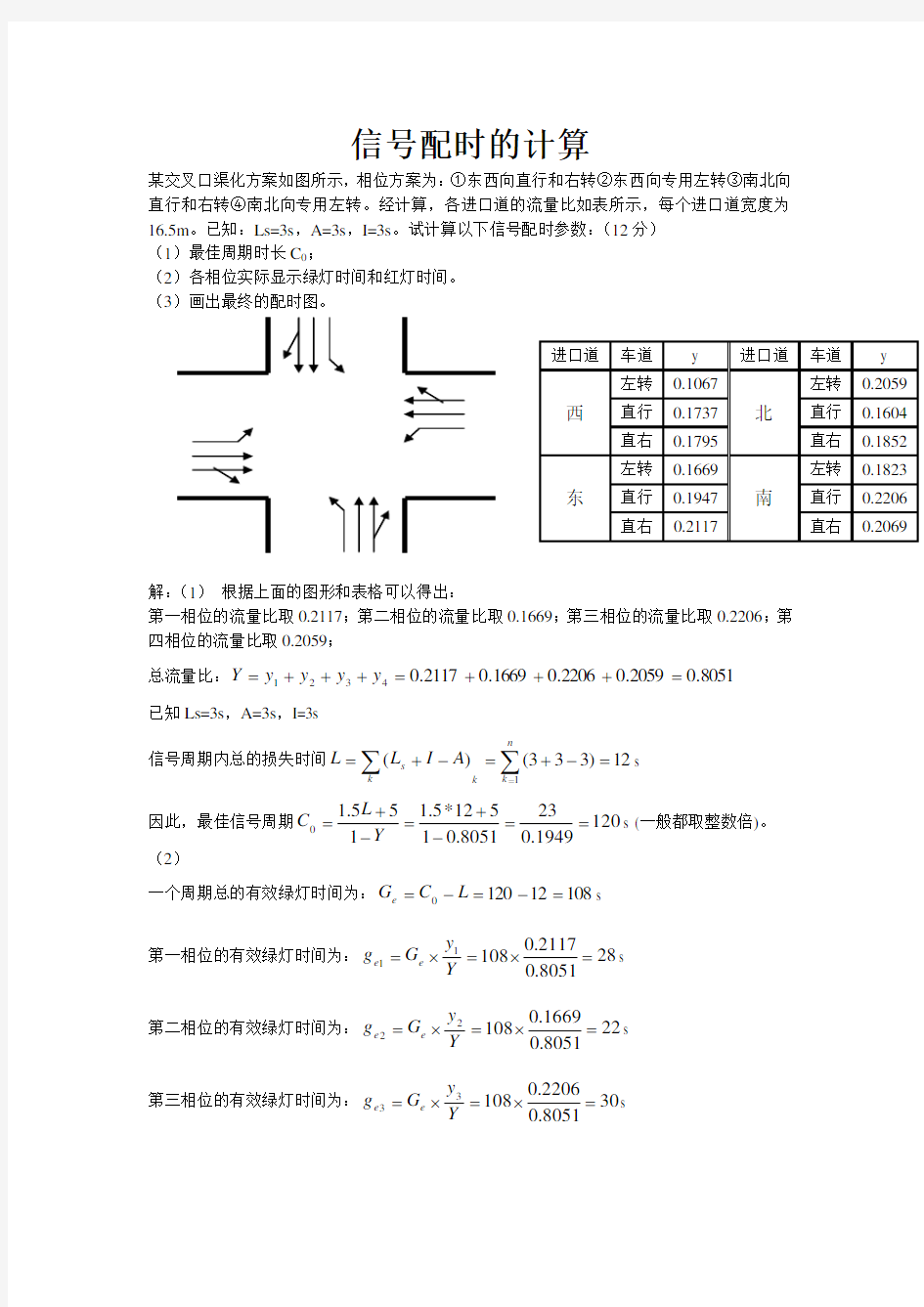 信号配时的计算及答案详解