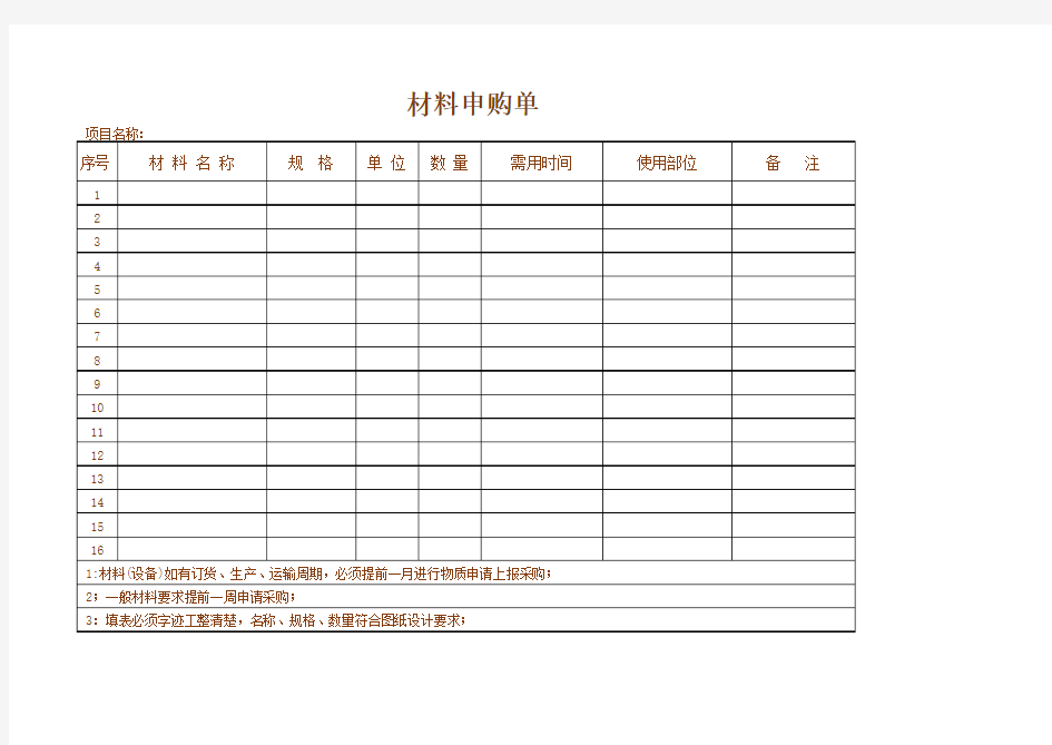 excel表格模板：工地施工材料申购表