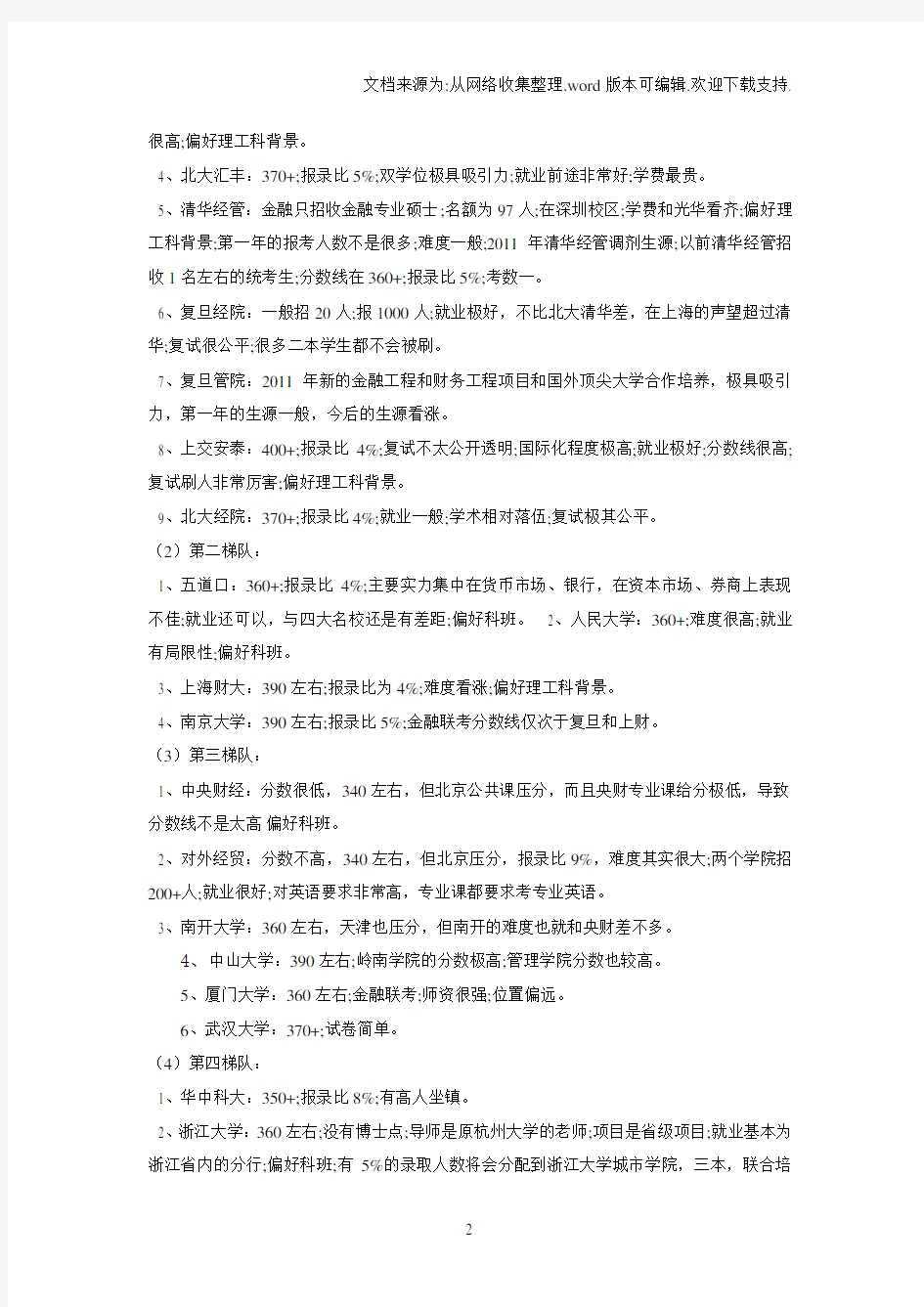 【大学】2019金融专硕考研院校排名