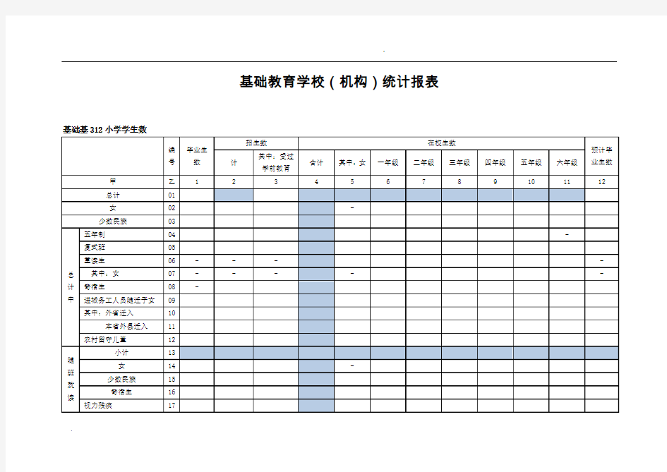 基础教育学校(机构)统计报表