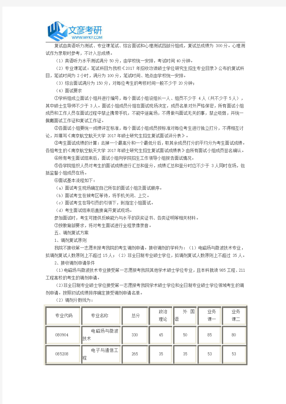 南京航空航天大学电子信息工程学院2017年硕士生招生复试及录取细则_南航考研网