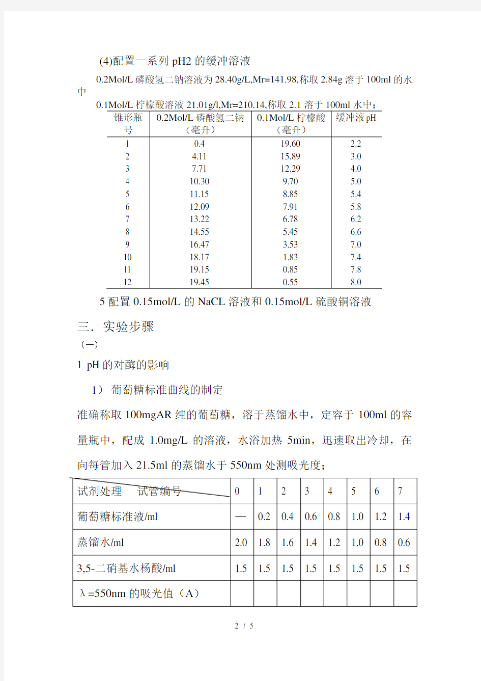 唾液淀粉酶的性质和活力测定·