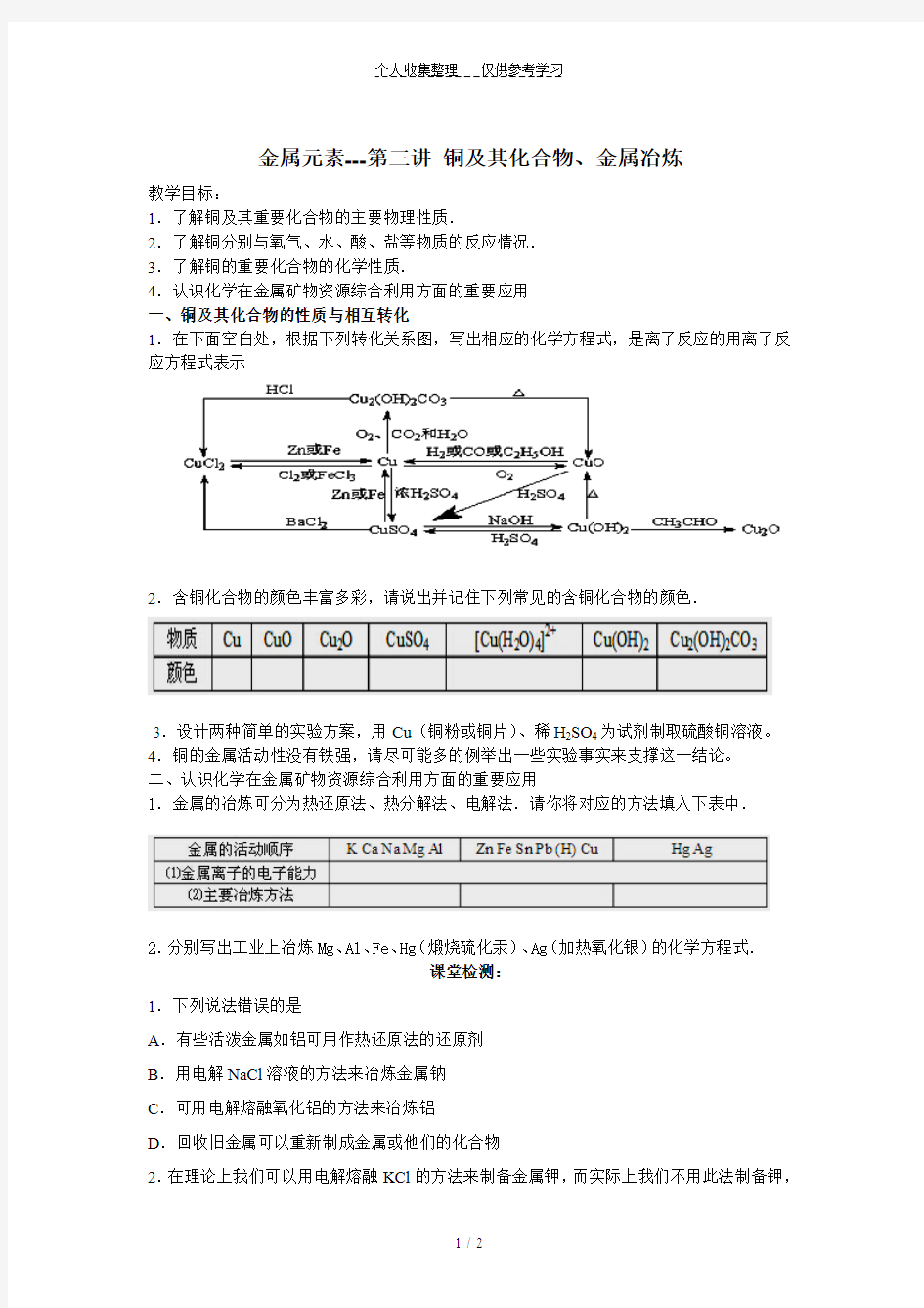 铜及其化合物