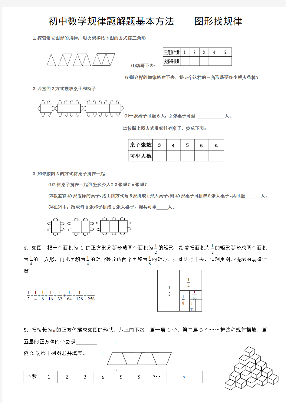 初中数学规律题解题基本方法---图形找规律