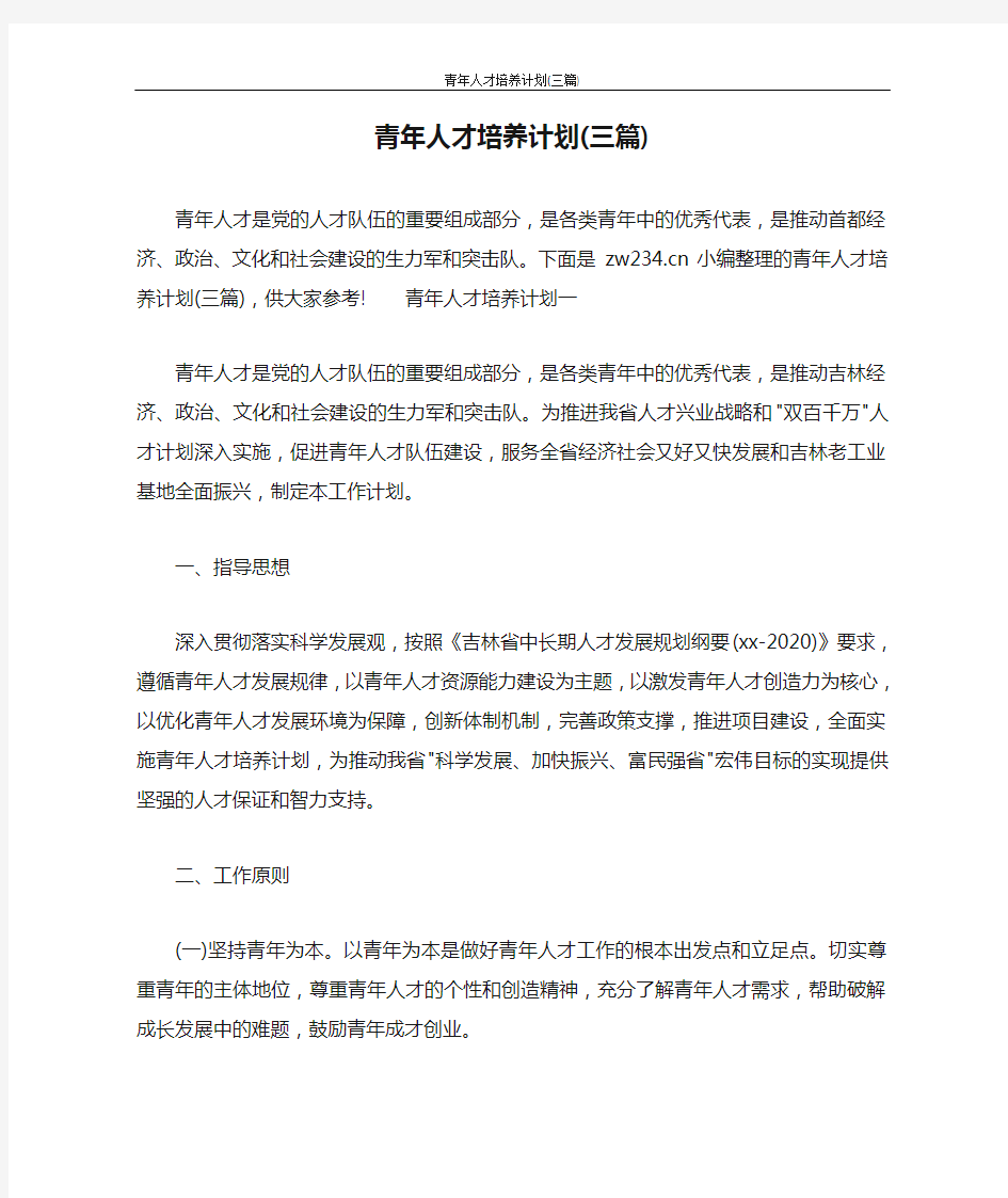 工作计划 青年人才培养计划(三篇)