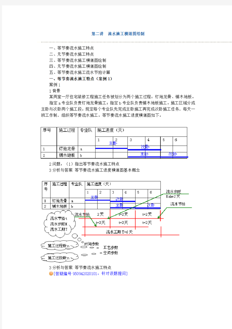 流水施工横道图绘制