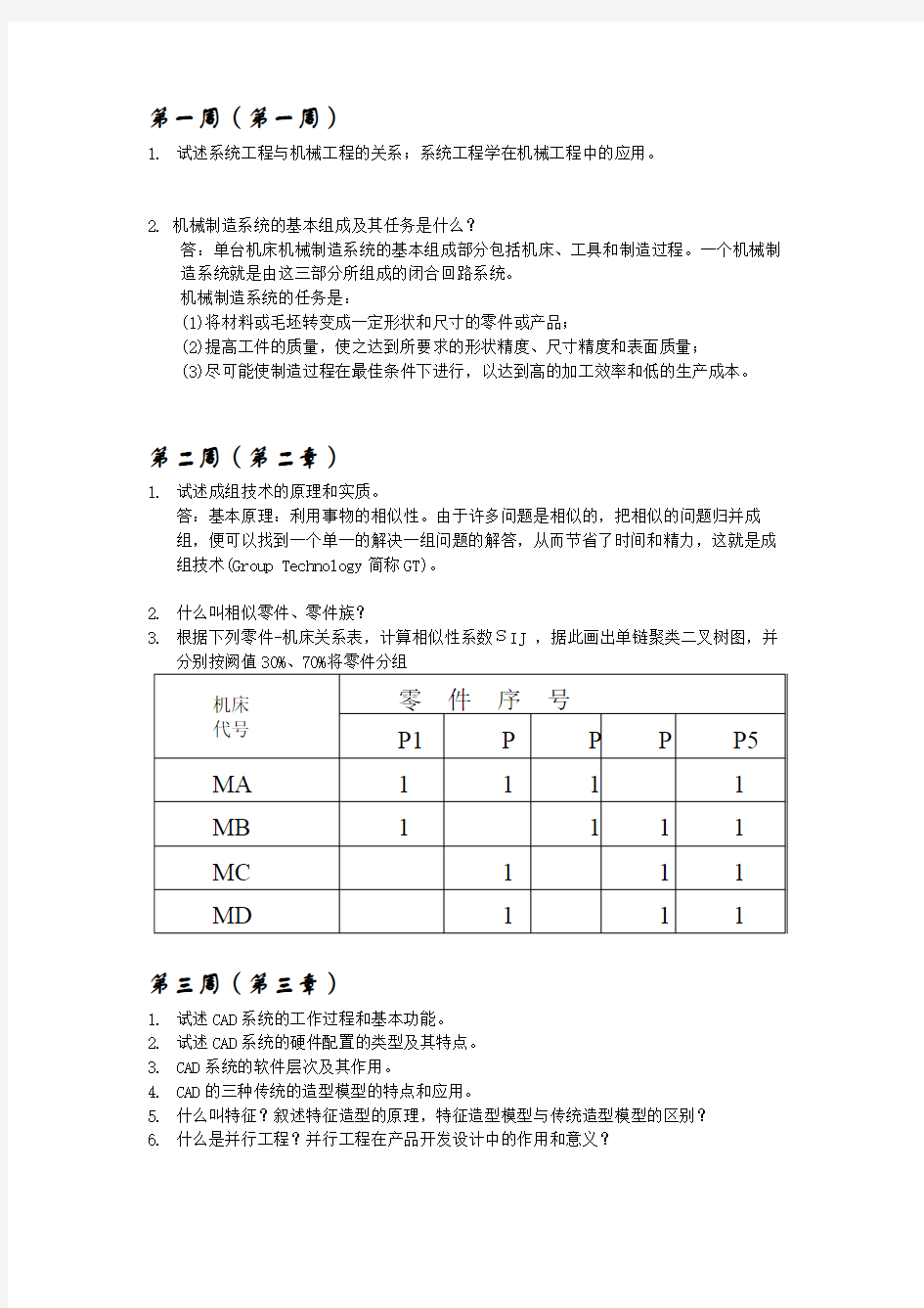 同济大学2016~2017生产系统学思考题(王家海课)