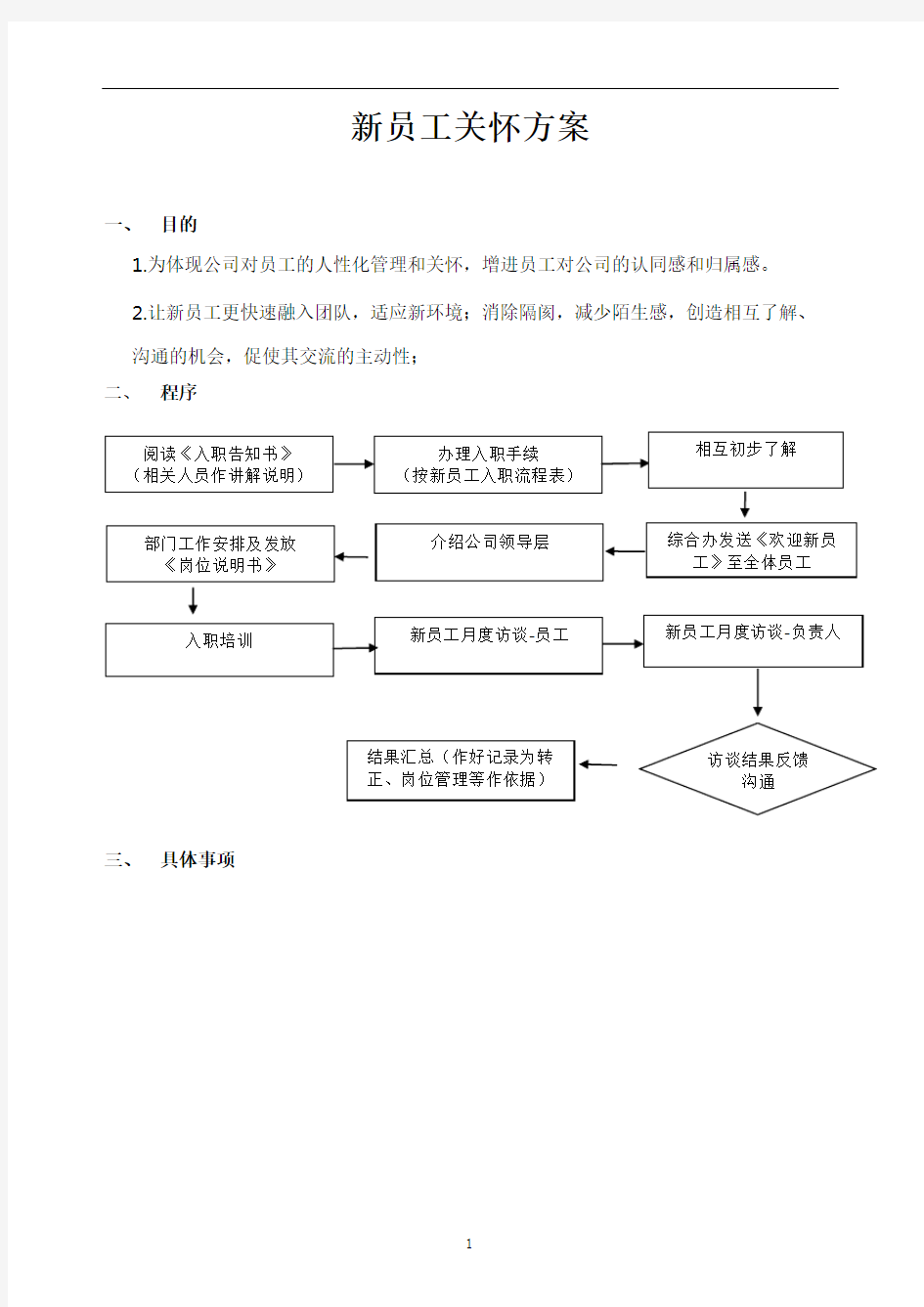 新员工入职关怀方案