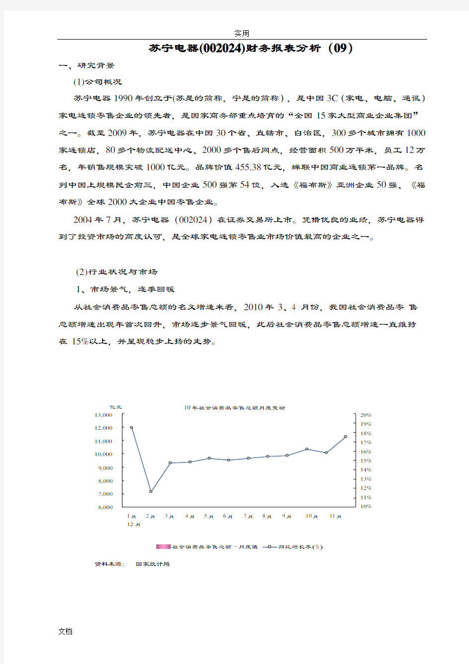 苏宁财务报表分析报告