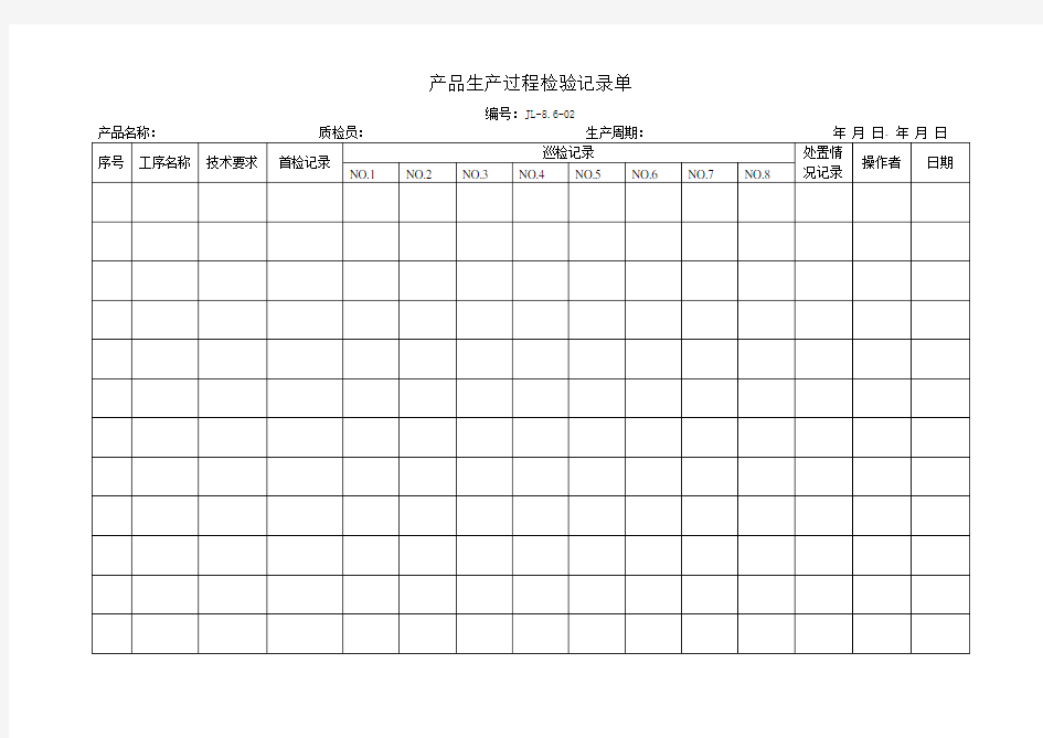 产品生产过程检验记录单